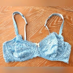 Unlined blue lace underwire bra, Gilligan & O'Malley, 36D***